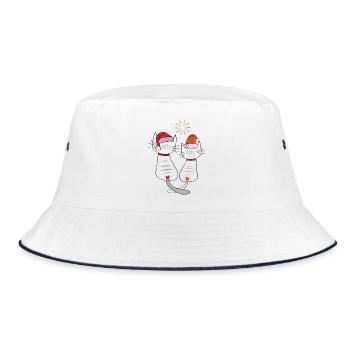 Weihnachtskatzen  - Bucket Hat - Weiß/Navy - Vorne