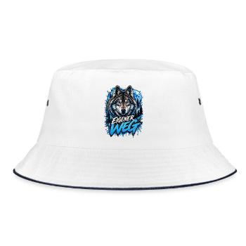 Neon-Wolf Mondnachtwald - Bucket Hat - Weiß/Navy - Vorne