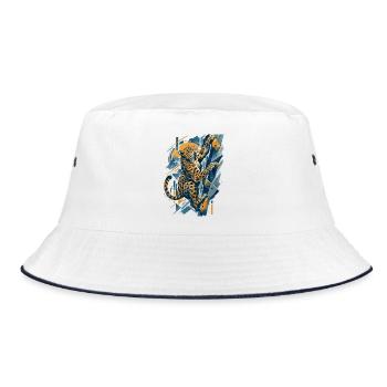 Bouldern Leopard – Abstraktes Klettern - Bucket Hat - Weiß/Navy - Vorne