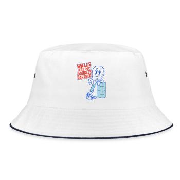 Padel – Walls Are My Doubles Partner - Bucket Hat - Weiß/Navy - Vorne