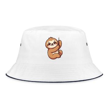 Lustiges Faultier am Seil - Bucket Hat - Weiß/Navy - Vorne