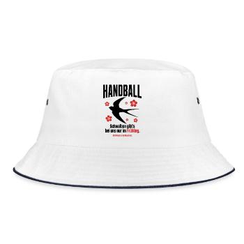 Handball Spruch – Schwalben nur im Frühling - Bucket Hat - Weiß/Navy - Vorne