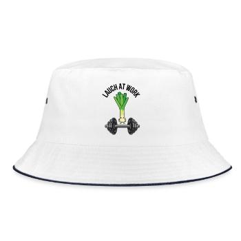 Lauch At Work – Lustiges Fitness & Gym Design - Bucket Hat - Weiß/Navy - Vorne