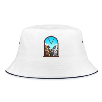 Adlerblick Fensterduo — Geier Freunde - Bucket Hat - Weiß/Navy - Vorne