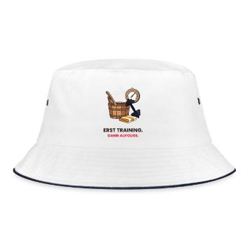 Erst Training dann Aufguss - Bucket Hat - Weiß/Navy - Vorne