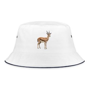 Gazellen-Silhouette im Goldenen Horizont - Bucket Hat - Weiß/Navy - Vorne