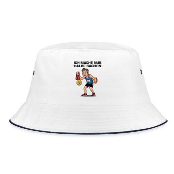 Ich mache nur halbe Sachen – Halbmarathon - Bucket Hat - Weiß/Navy - Vorne