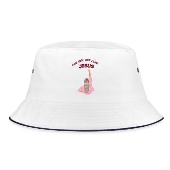 feines Mädchen, wir lieben Jesus - Bucket Hat - Weiß/Navy - Vorne