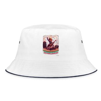 Ameise MALÚ Rock Gitarre E-Gitarre Band Pop Art - Bucket Hat - Weiß/Navy - Vorne