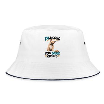  Im Judging Your Snack Choices Französische - Bucket Hat - Weiß/Navy - Vorne