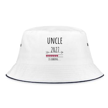 Pregnancy Announcement – Onkel 2027 Geschenk - Bucket Hat - Weiß/Navy - Vorne