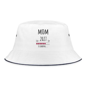 Pregnancy Announcement – Mama 2027 Geschenk - Bucket Hat - Weiß/Navy - Vorne