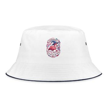 Böser Flamingo-Zauberer Retro-Magier - Bucket Hat - Weiß/Navy - Vorne