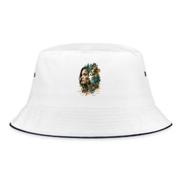 Waldporträt: Eine Verbindung zur Natur - Bucket Hat - Weiß/Navy - Vorne