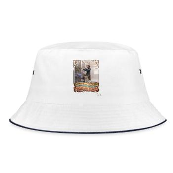 Heuschrecke JOGUE Software Entwickler IT Pop Art - Bucket Hat - Weiß/Navy - Vorne