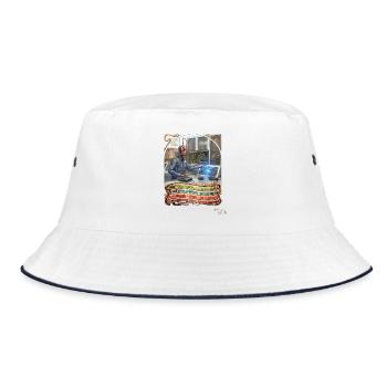 Heuschrecke JOGUE IT-Systemadministrator Admin Job - Bucket Hat - Weiß/Navy - Vorne