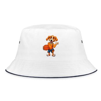 Hunde Basketball / Basketballspieler Hündchen - Bucket Hat - Weiß/Navy - Vorne