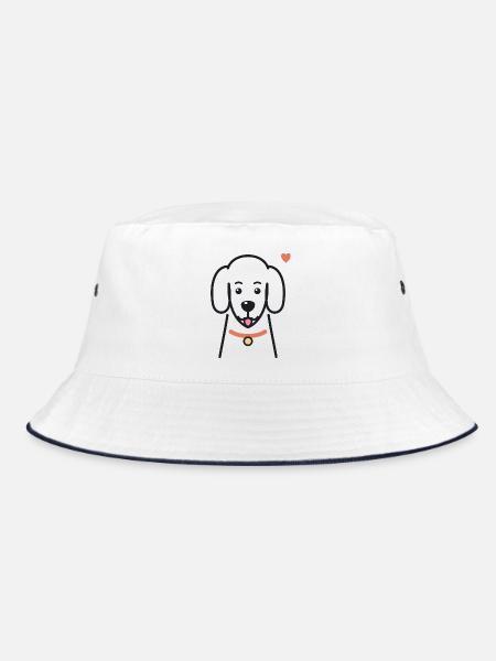 Süßer Hund mit rotem Halsband und Herz - Bucket Hat - Weiß/Navy