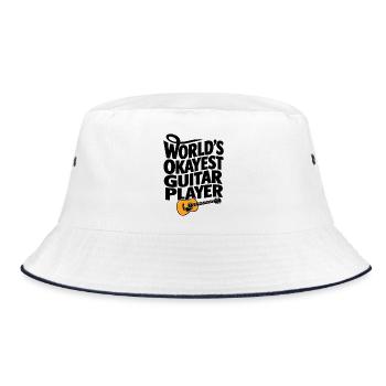 Lustiger Gitarrist, Gitarrist, Musiker, Bandkunst - Bucket Hat - Weiß/Navy - Vorne