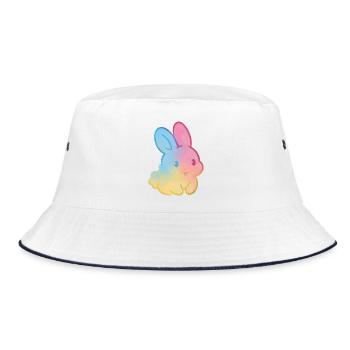 Pastell-Regenbogenhase - Bucket Hat - Weiß/Navy - Vorne