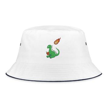 Nur noch ein Buch Dinosaurier - Bucket Hat - Weiß/Navy - Vorne