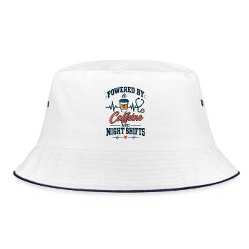 Kaffee Kraft NachtSchicht - Bucket Hat - Weiß/Navy - Vorne