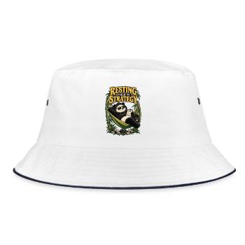 RobVibe Wild Club – Panda-Strategie - Bucket Hat - Weiß/Navy - Vorne
