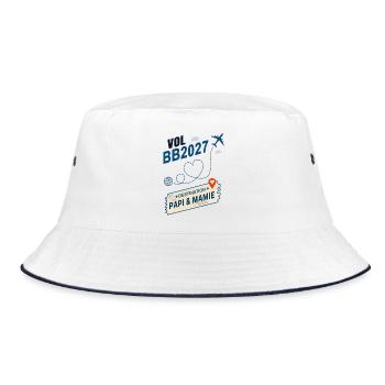 Flug BB2027 Ziel Opa und Großmutter - Bucket Hat - Weiß/Navy - Vorne
