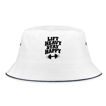 Lift Heavy Be happy - Bucket Hat - Weiß/Navy - Vorne