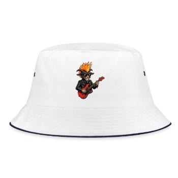 BAAAH METAL Fire Goat Shirt | Lustiges Metal Ziege - Bucket Hat - Weiß/Navy - Vorne
