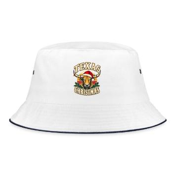 Texas Christmas Longhorn Santa - Bucket Hat - Weiß/Navy - Vorne