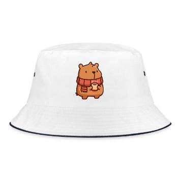 Kapybara-kleines Nagetier - Bucket Hat - Weiß/Navy - Vorne
