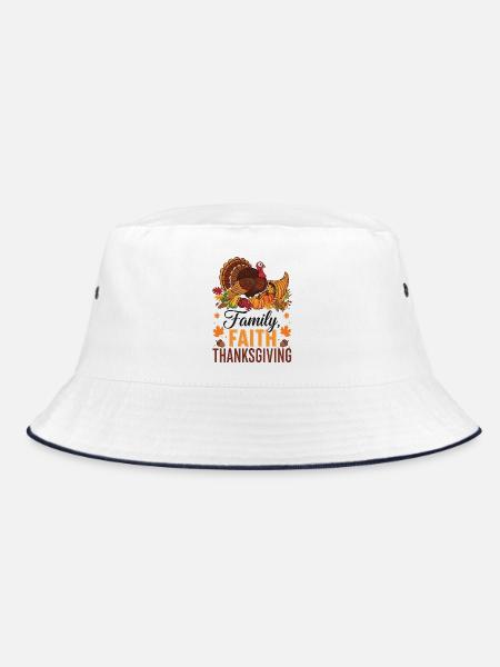 Thanksgiving-Familie Glaubenstruthahn - Bucket Hat - Weiß/Navy
