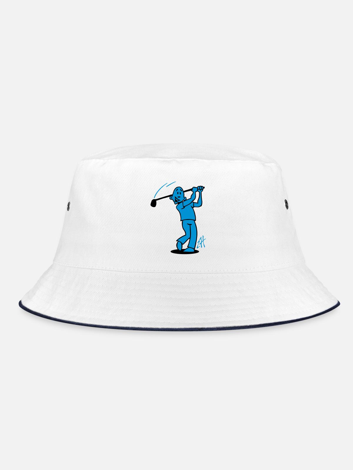 Swing into Laughter: Golf Design - Bucket Hat - white/navy - Front