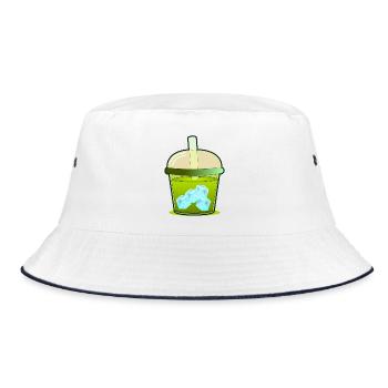 ICED MATCHA GREEN TEA CUP - Bucket Hat - white/navy - Front
