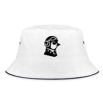 Penguin Pilot Airplane Flying Flight License - Bucket Hat - white/navy - Front
