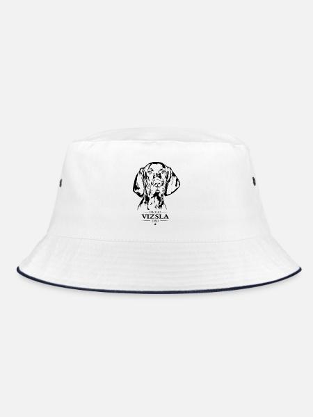 Vizsla Dad Hunde Hund Magyar Vizsla Wilsigns - Bucket Hat - Weiß/Navy - Vorne