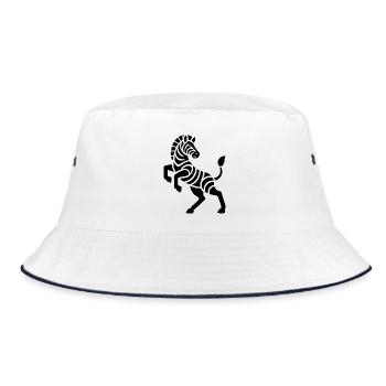 Zebra Silhouette Art Piece Minimal Design - Bucket Hat - white/navy - Front
