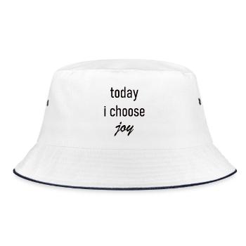 Heute wähle ich Joy Grafik - Bucket Hat - Weiß/Navy - Vorne