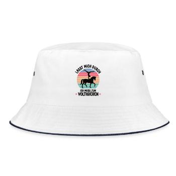 Pferde Voltigieren Pferd Turnen Voltigier Vaulting - Bucket Hat - Weiß/Navy - Vorne