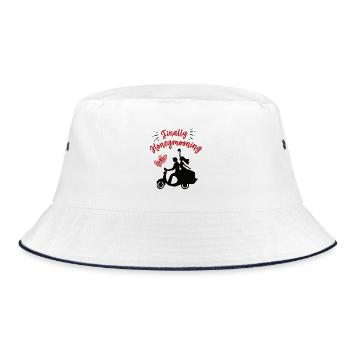 Honeymooning Hochzeitsreise Reise Nach Hochzeit - Bucket Hat - Weiß/Navy - Vorne
