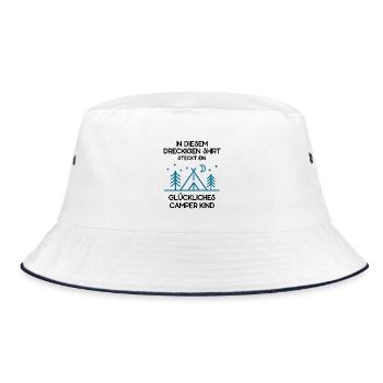 Camper Zelten Campingurlaub Zelt Abenteuer Lustig - Bucket Hat - Weiß/Navy - Vorne