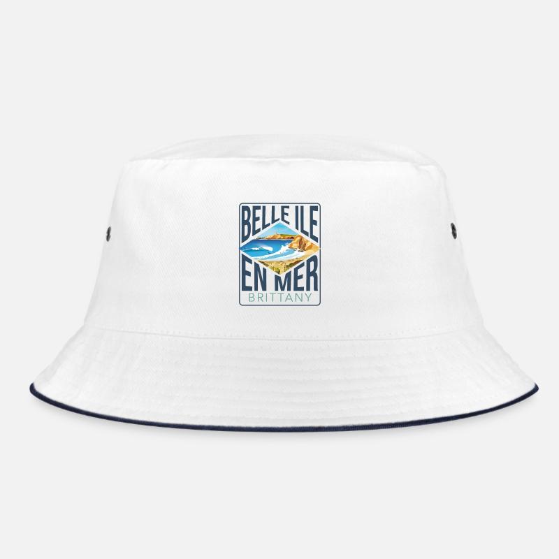 Schöne Insel auf dem Meer - Bucket Hat - Weiß/Navy