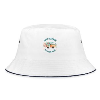 Papa Camper 2025 Camping Urlaub Reise Wohnwagen - Bucket Hat - Weiß/Navy - Vorne