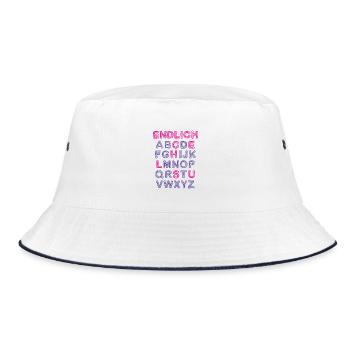 ENDLICH SCHULE Buchstaben ABC Outfit Schüler - Bucket Hat - Weiß/Navy - Vorne