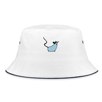 maus - Bucket Hat - Weiß/Navy - Vorne