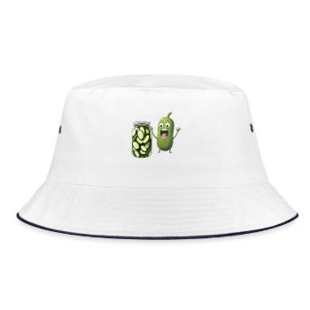 Pickle Reacting To Jar Of Pickles - Pickle Lovers - Bucket Hat - white/navy - Front