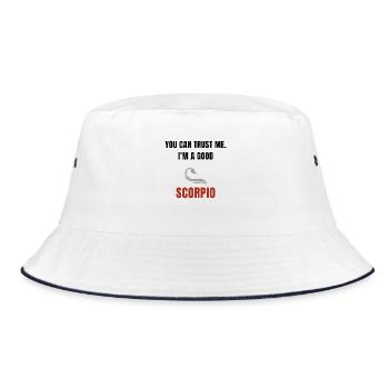 You can trust me. I'm a good scorpio. - Bucket Hat - Weiß/Navy - Vorne