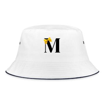 Letter m yellow bow - Bucket Hat - white/navy - Front