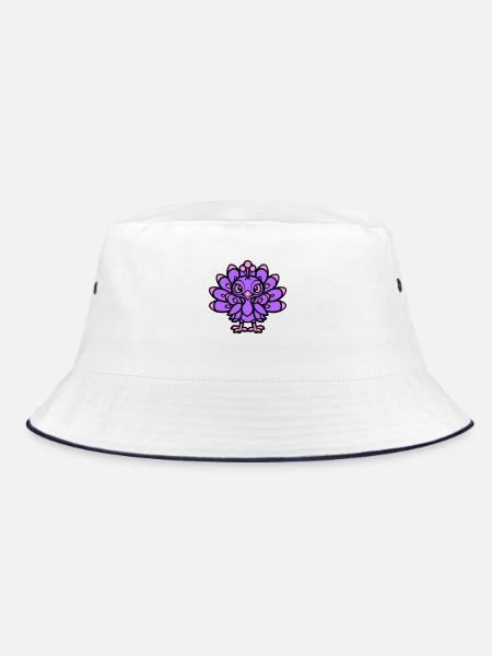 Peacock Comic Animal - Bucket Hat - white/navy - Front